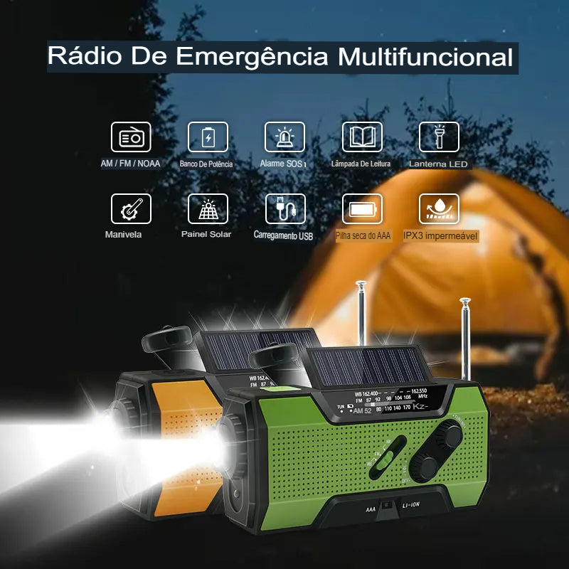 Rádio Portátil AM/FM Urban Link+ NOAA | 5 Fontes de Energia | SOS | À Prova D'Água - Sua conexão vital em qualquer crise - Nunca Fique Sem Comunicação!