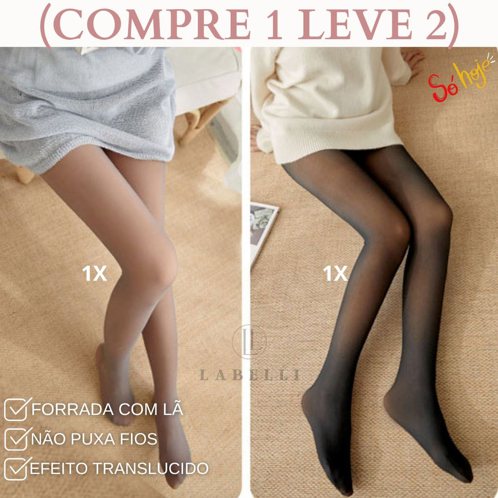 Meia Calça Forrada Translúcida com Aquecimento - Compre 1 Leve 2