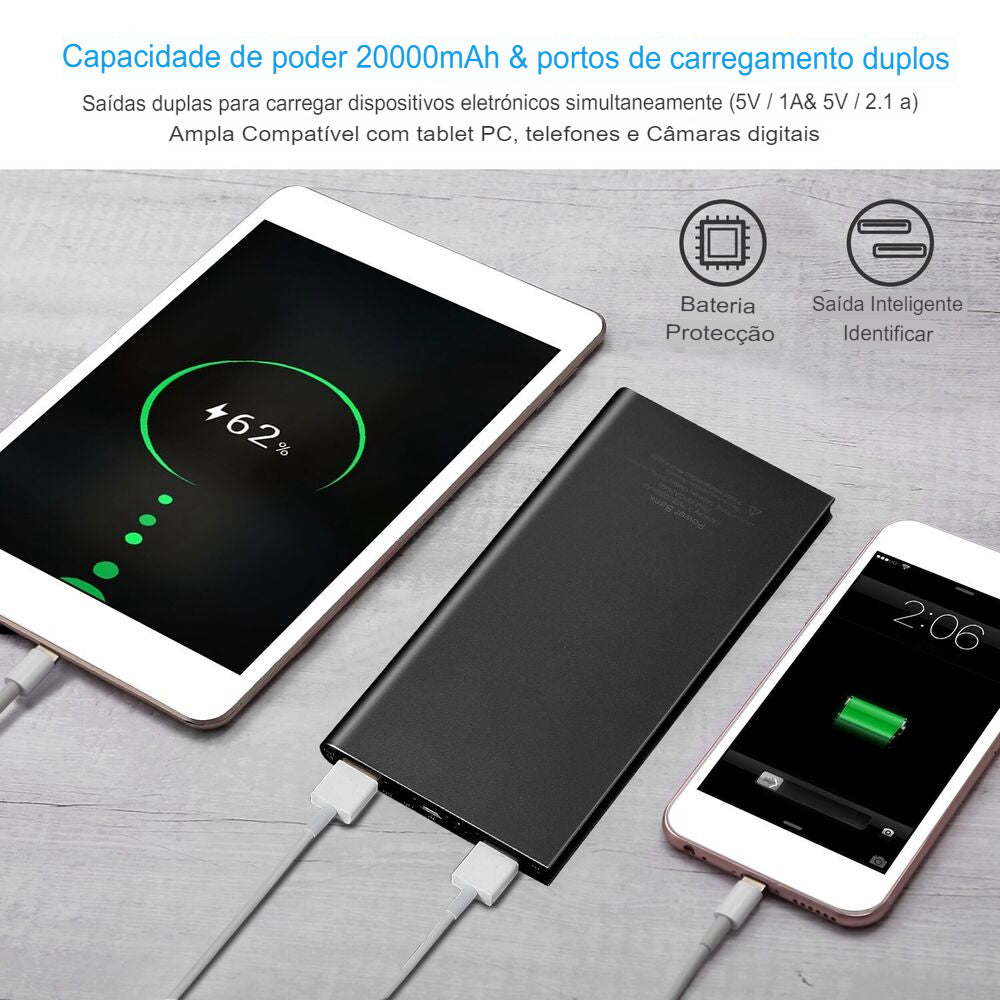 Power Bank Ultracompacto com LED