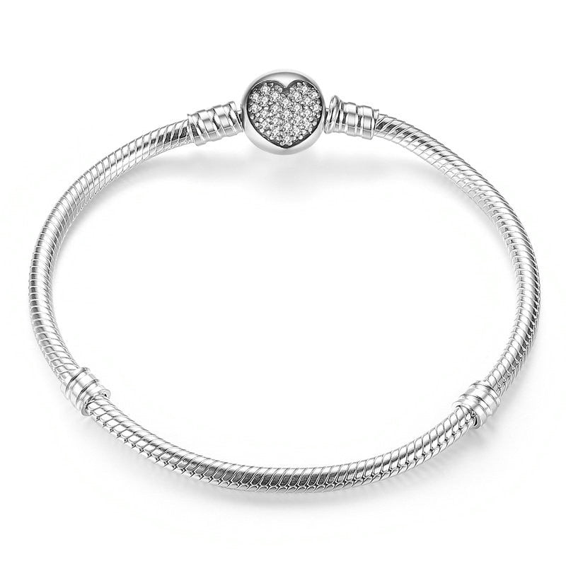 Bracelete Feminino de Prata Coração